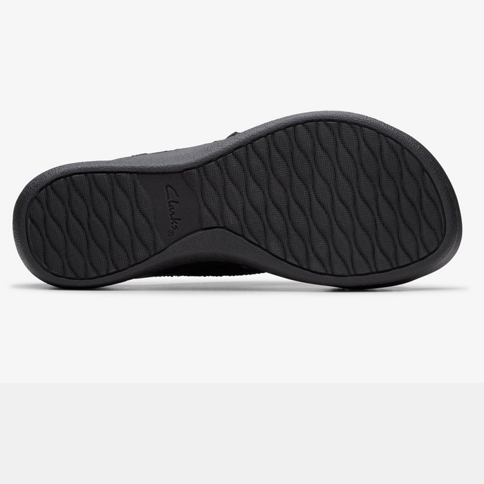 Καλοκαιρινά γυναικεία πέδιλα Clarks με λουρί, σε μαύρο χρώμα