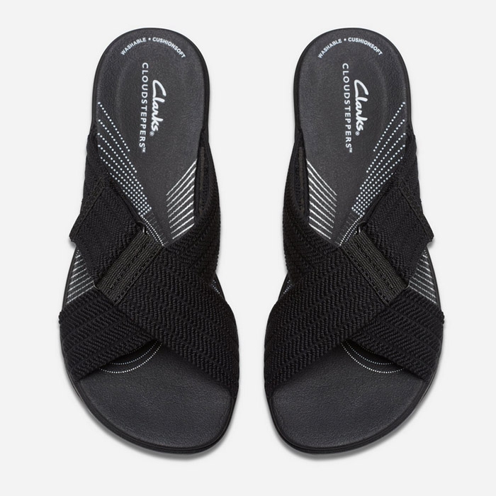 Γυναικεία Καλοκαιρινά παπούτσια Clarks με λουριά, σε μαύρο χρώμα