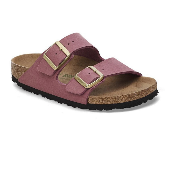 Γυναικείο μωβ πέδιλο birkenstock, συνθετικό, σε γραμμή arizona, με δυο λουριά