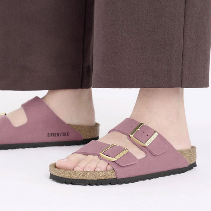 Γυναικείο μωβ πέδιλο birkenstock, συνθετικό, σε γραμμή arizona, με δυο λουριά