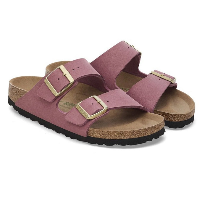 Γυναικείο μωβ πέδιλο birkenstock, συνθετικό, σε γραμμή arizona, με δυο λουριά