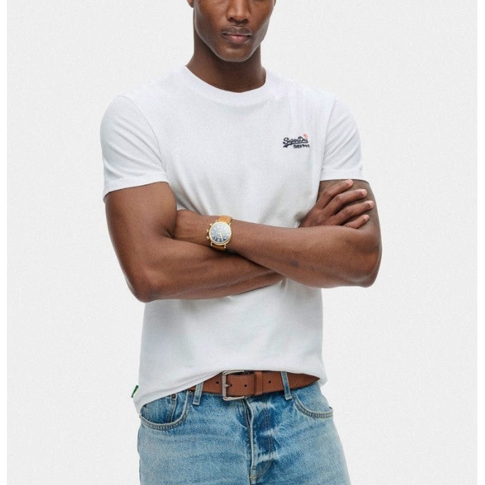 Superdry ανδρική λευκή μπλούζα 1012078 με αντίθεση στο λογότυπο