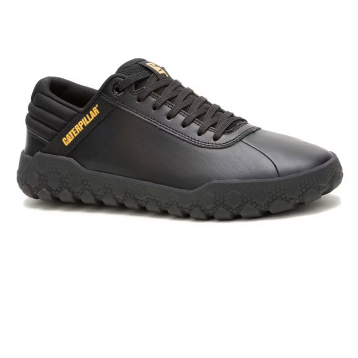 Ανδρικό sneaker Caterpillar με κορδόνια, σε μαύρο λείο δέρμα