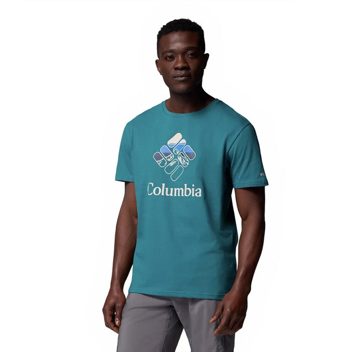 Ανδρικά βαμβακερά T Shirts Columbia σε πετρόλ χρώμα και στάμπα επάνω