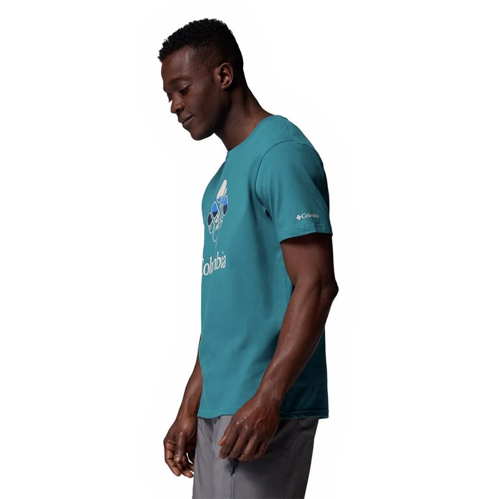 Ανδρικά βαμβακερά T Shirts Columbia σε πετρόλ χρώμα και στάμπα επάνω
