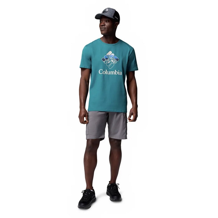 Ανδρικά βαμβακερά T Shirts Columbia σε πετρόλ χρώμα και στάμπα επάνω