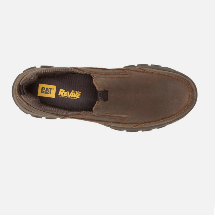 Ανδρικά CAT loafers παπούτσια χωρίς κορδόνια, σε σκούρα μπεζ απόχρωση