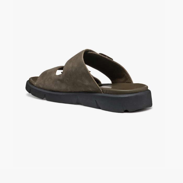 Geox δερμάτινες ανδρικές παντόφλες με ρυθμιζόμενες αγκράφες και extra light σόλα