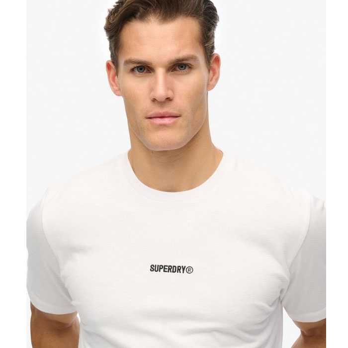 Λευκό κοντομάνικο μπλουζάκι superdry με κεντημένο λογότυπο μπροστά