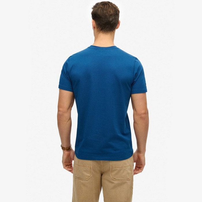 Superdry μπλούζες ανδρικές σε μπλε, με κοντό μανίκι, χωρίς στάμπες