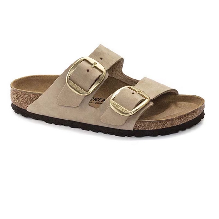 Δερμάτινα birkenstock γυναικεία arizona buckle μεγάλες αγκράφες, σε μπεζ της άμμου