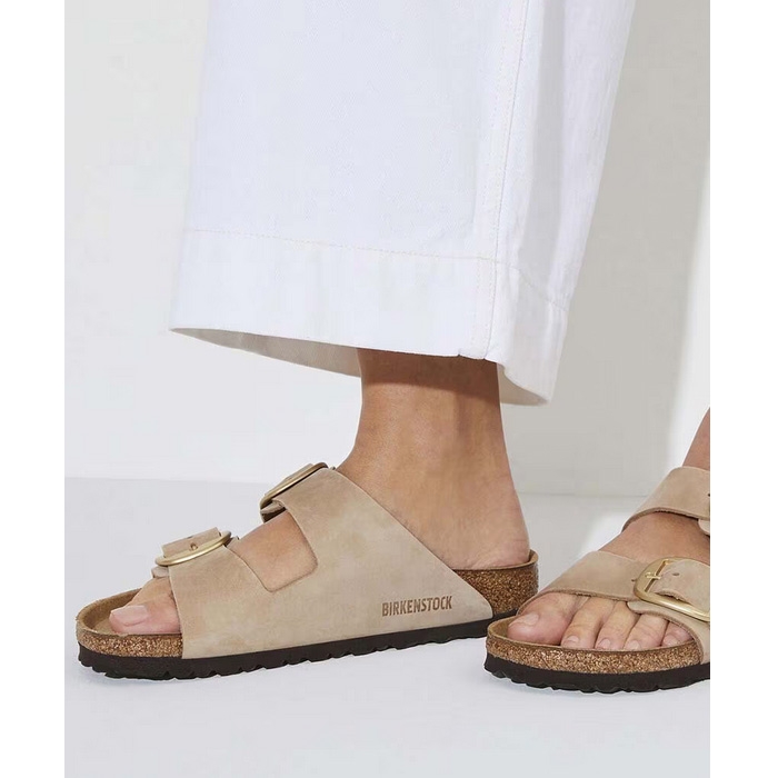 Δερμάτινα birkenstock γυναικεία arizona buckle μεγάλες αγκράφες, σε μπεζ της άμμου