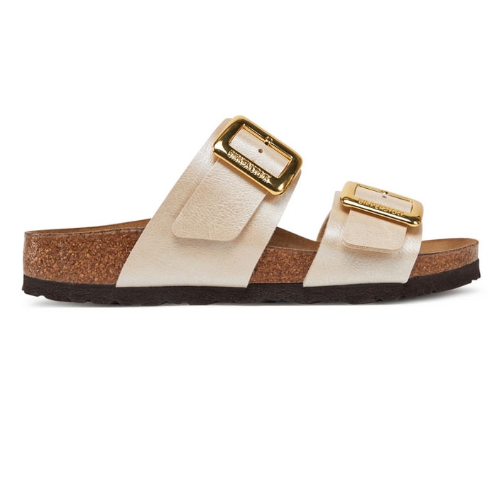 Σανδάλια Birkenstock Sydney με μεγάλες αγκράφες και χρώμα πέρλας