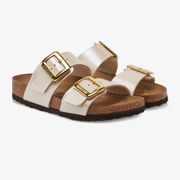 Σανδάλια Birkenstock Sydney με μεγάλες αγκράφες και χρώμα πέρλας