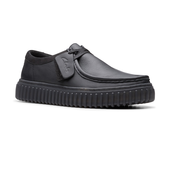 Ανδρικό μαύρο παπούτσι με κορδόνια CLARKS casual TORHILL LO 26181385
