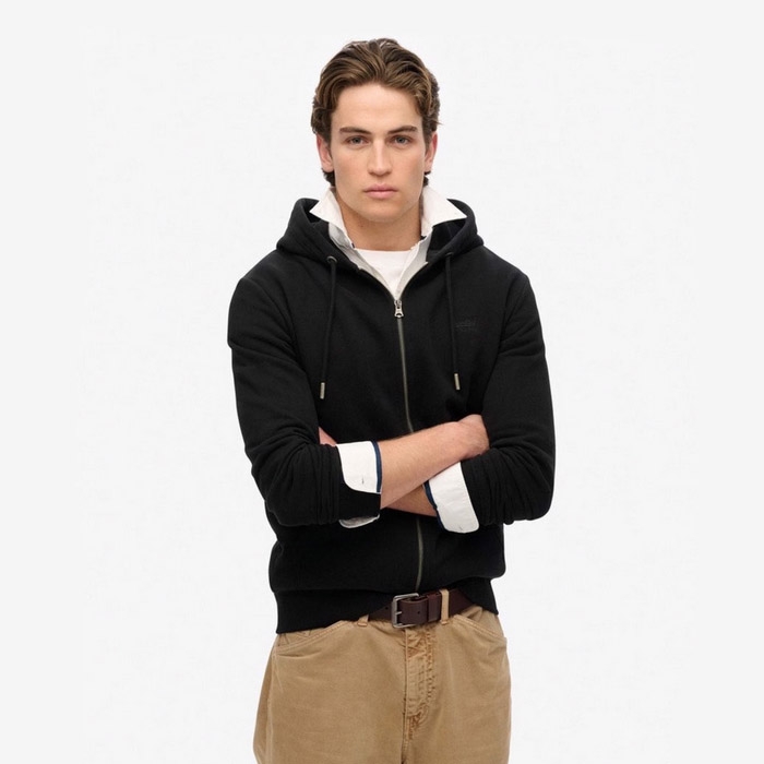 Μαύρο ανδρικό φούτερ Superdry με κουκούλα M2014128A-02A
