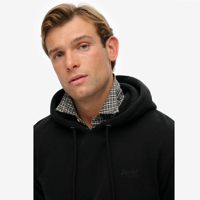 Μαύρα φούτερ ανδρικά Superdry με κουκούλα και μαύρο logo 2014404