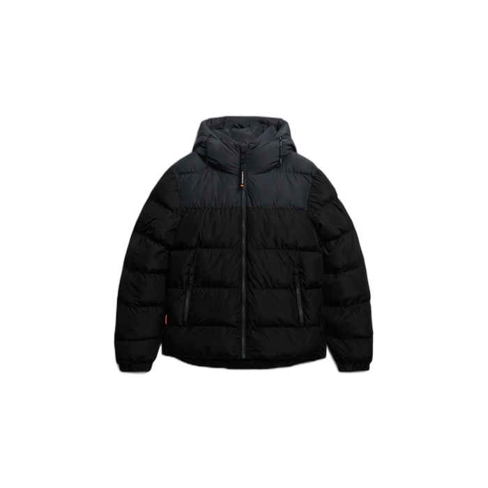 Ανδρικά μπουφάν puffer colourblock με κουκούλα M5012281A-H1O black ebony