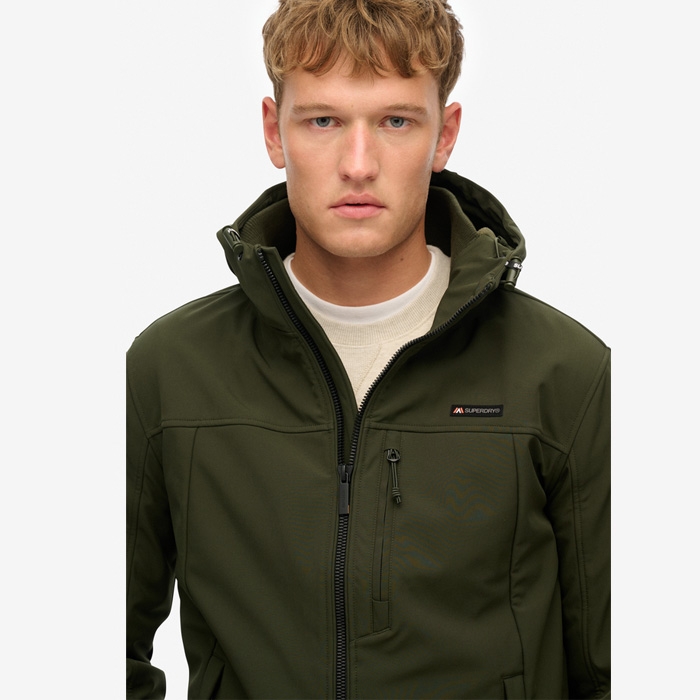 Ανδρικά πράσινα λαδί μπουφάν Softshell Superdry M5012103A olive
