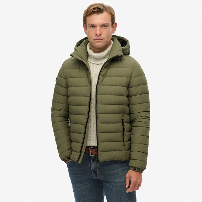 Ανδρικά μπουφάν superdry με κουκούλα σε πράσινο χρώμα M5012290A
