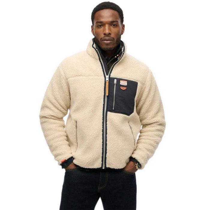 Ανδρική μπεζ ζακέτα Superdry Μ2014141Α-1LG oatmeal beige