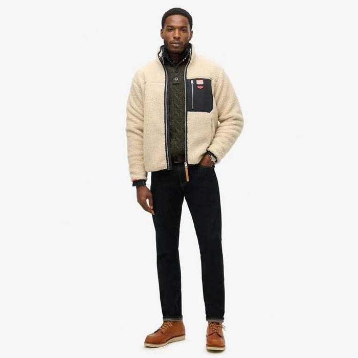 Ανδρική μπεζ ζακέτα Superdry Μ2014141Α-1LG oatmeal beige