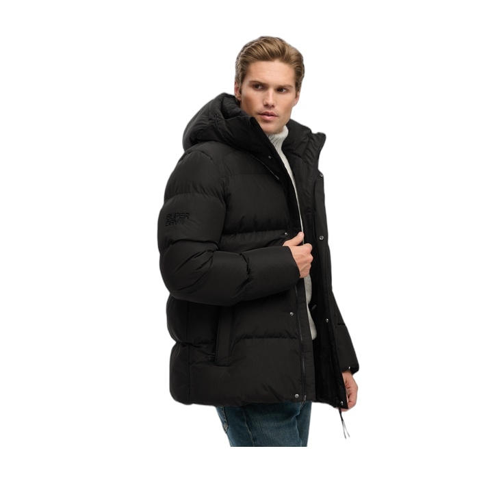Ανδρικά μπουφάν Superdry puffer baffle sports σε μαύρο χρώμα με κουκούλα M5012285A-02A