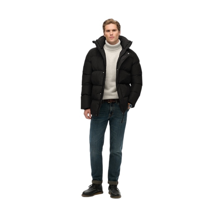 Ανδρικά μπουφάν Superdry puffer baffle sports σε μαύρο χρώμα με κουκούλα M5012285A-02A