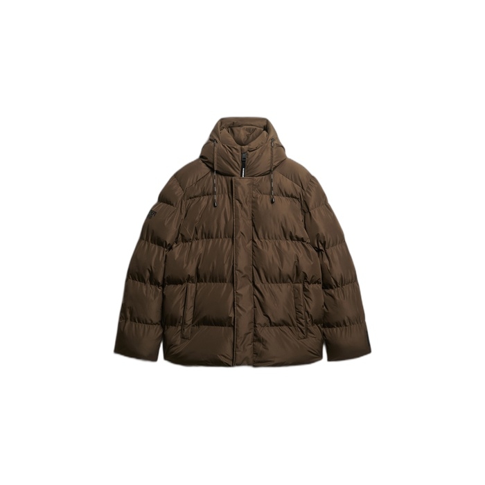 Ανδρικά καφέ puffer Superdry μπουφάν με κουκούλα M5012285A-H1D