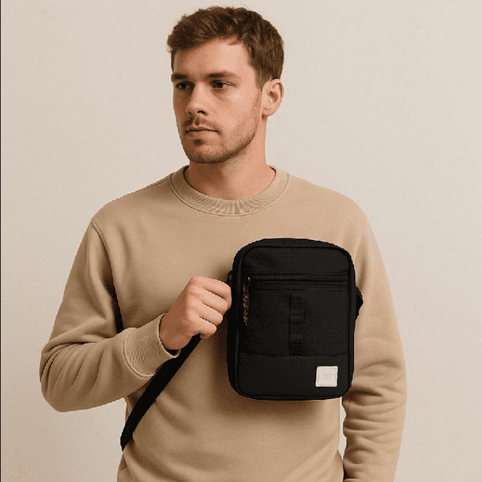 CAT unisex μικρό τσαντάκι ώμου σε μαύρο χρώμα 84893-01