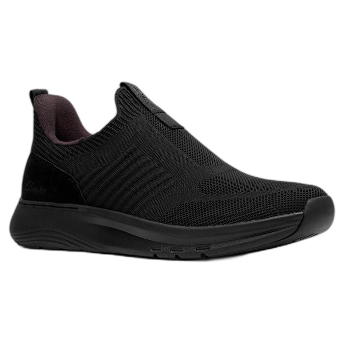 Ανδρικά μαύρα παπούτσια Clarks χωρίς κορδόνια, motion trek in 26184467