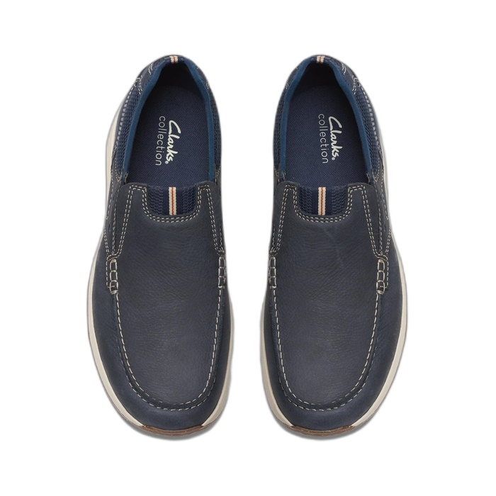 Clarks μπλε παπούτσια χωρίς κορδόνια, σε nubuck δέρμα Sailview Step 26176976