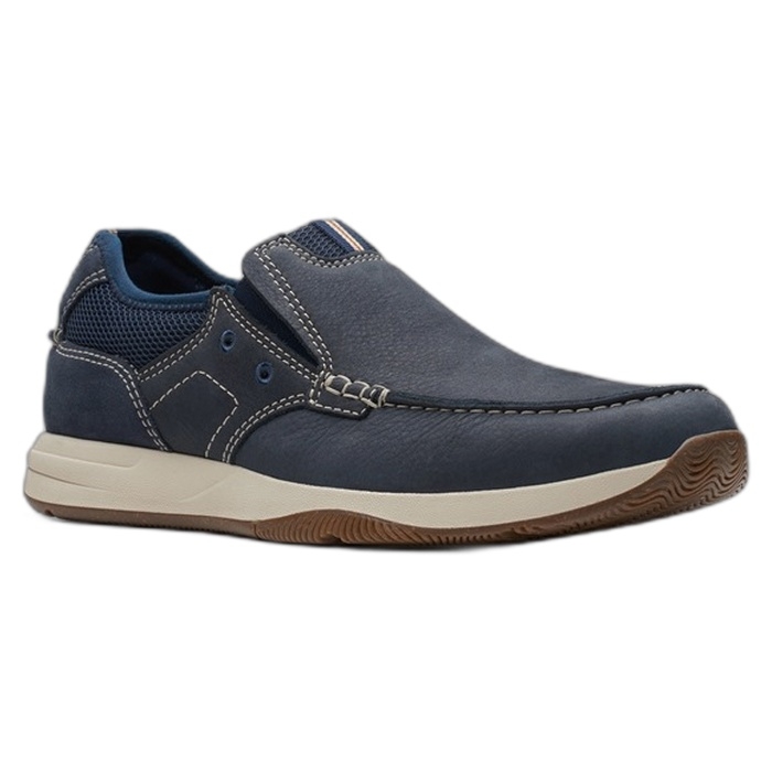 Clarks μπλε παπούτσια χωρίς κορδόνια, σε nubuck δέρμα Sailview Step 26176976