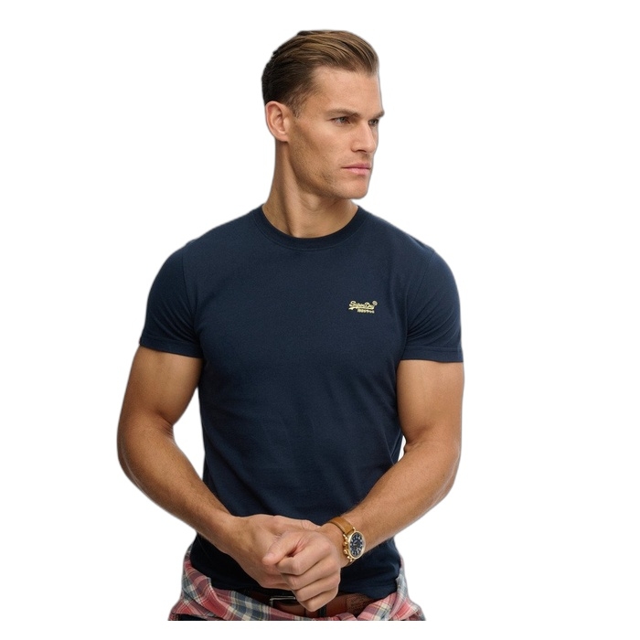 Μπλε T-Shirt Superdry ανδρικό με κεντημένο λογότυπο M1011245A-J7M