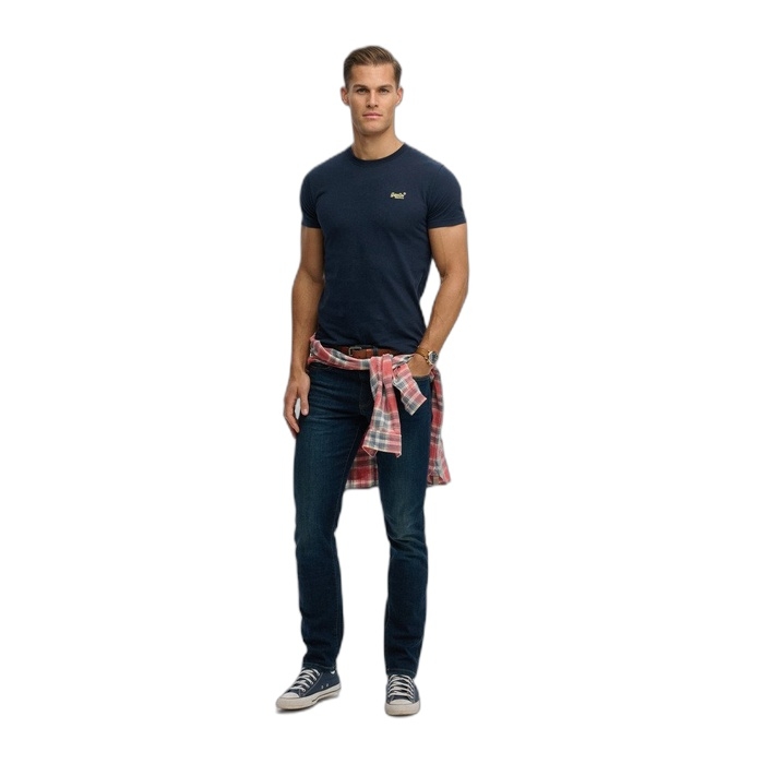 Μπλε T-Shirts Superdry ανδρικά με κεντημένο λογότυπο M1011245A-J7M