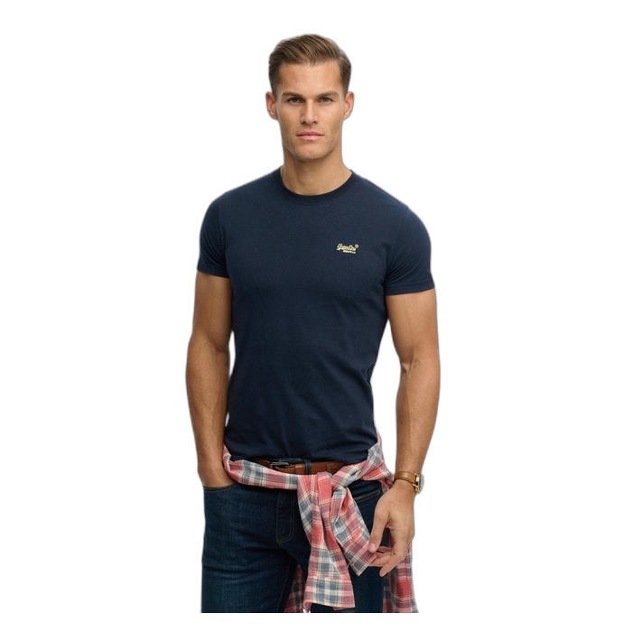 Ανδρικά μπλε T-Shirts Superdry με κεντημένο λογότυπο M1011245A-J7M