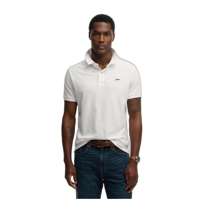 Ανδρική pique polo μπλούζα Superdry σε λευκό M1110452A-01C