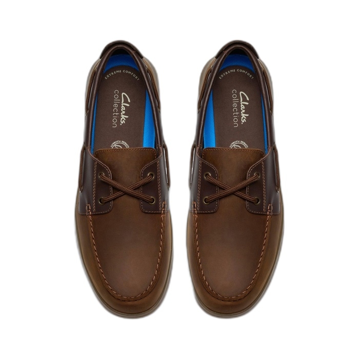 Ανδρικά ναυτικά παπούτσια Clarks Flexway σε καφέ nubuck δέρμα 26187414