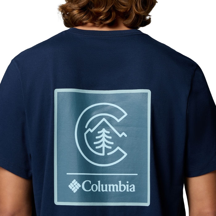 Ανδρικό μπλε T-Shirt Columbia με λογότυπο στην πλάτη 2155011-464