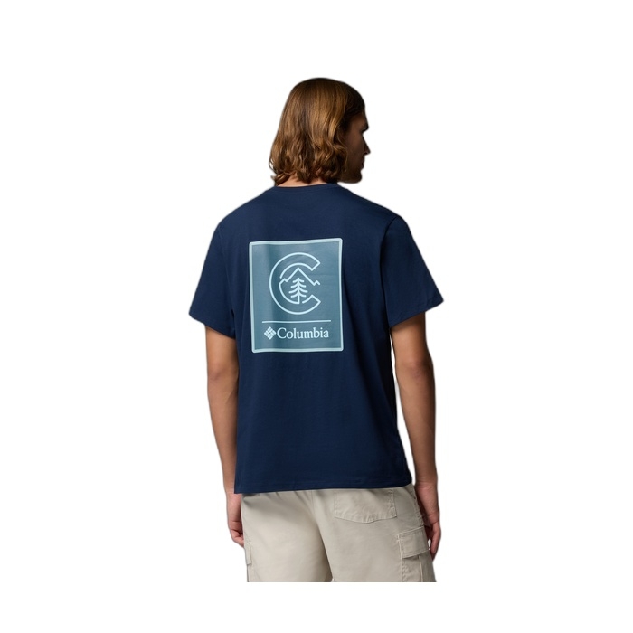 Ανδρικό μπλε T-Shirt Columbia με λογότυπο στην πλάτη 2155011-464