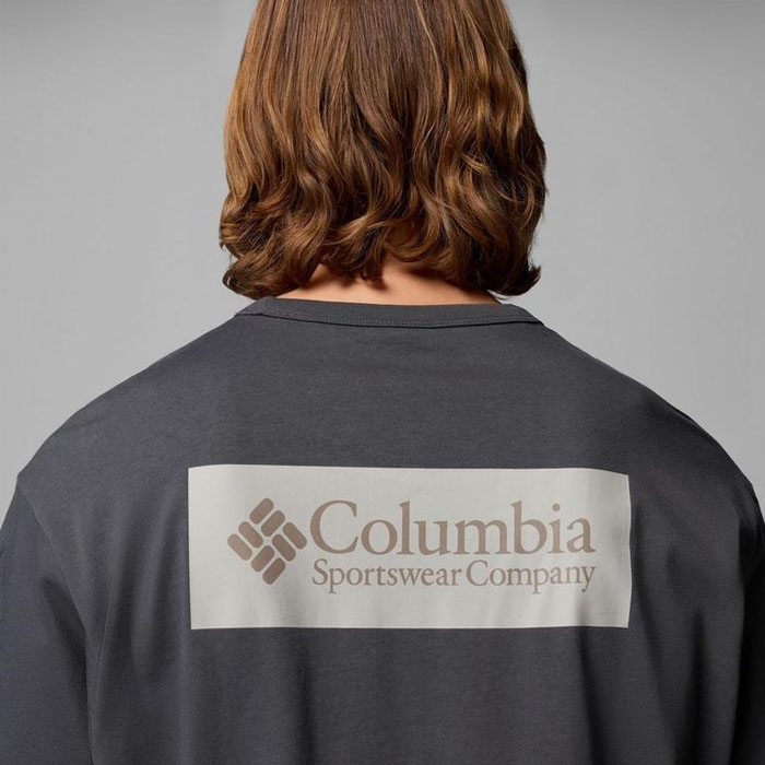 Ανδρικές γκρι μπλούζες Columbia Heavyweight με στάμπα στην πλάτη 2155061-012