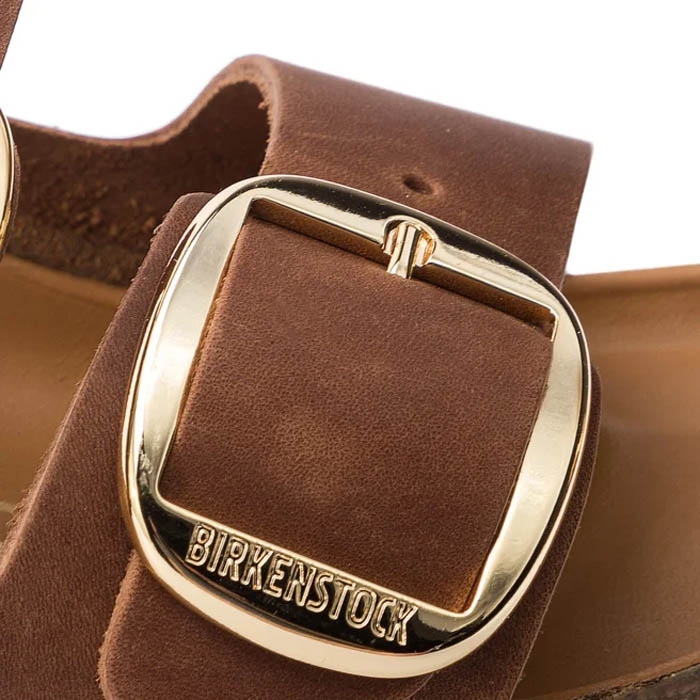 Δερμάτινα πέδιλα Birkenstock Big Buckle με μεγάλη αγκράφα σε κονιάκ χρώμα 1011073