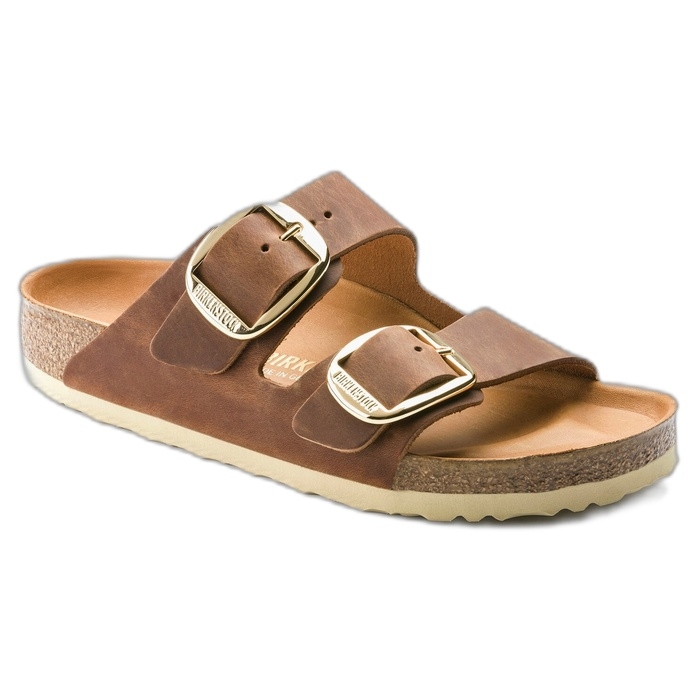 Δερμάτινα πέδιλα Birkenstock Big Buckle με μεγάλη αγκράφα σε κονιάκ χρώμα 1011073