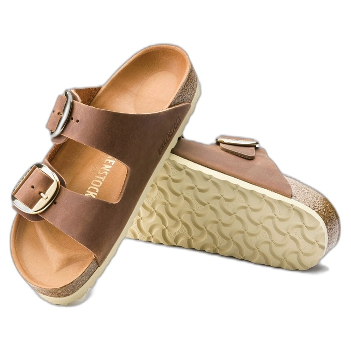 Δερμάτινα πέδιλα Birkenstock Big Buckle με μεγάλη αγκράφα σε κονιάκ χρώμα 1011073