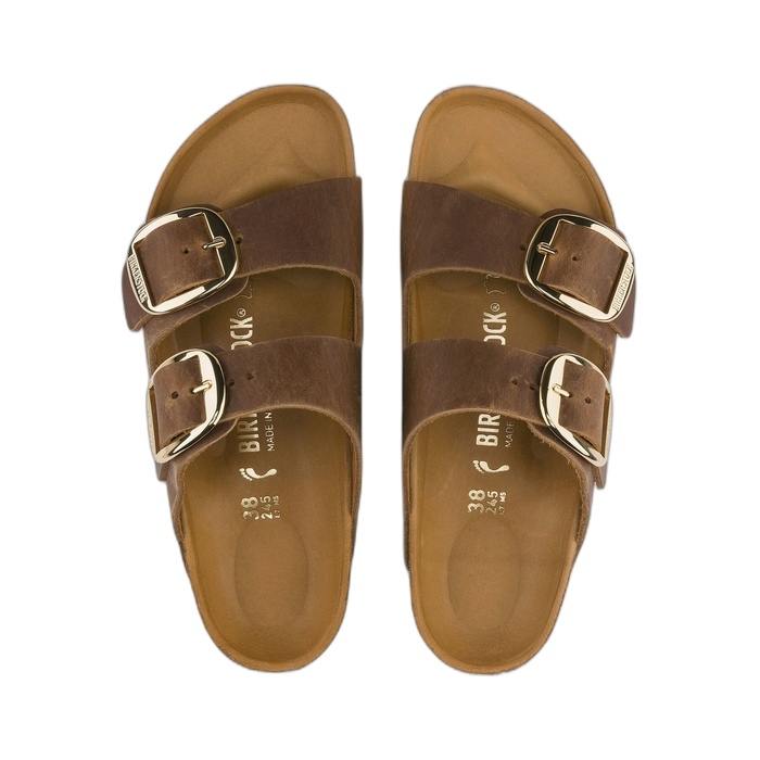 Δερμάτινα πέδιλα Birkenstock Big Buckle με μεγάλη αγκράφα σε κονιάκ χρώμα 1011073