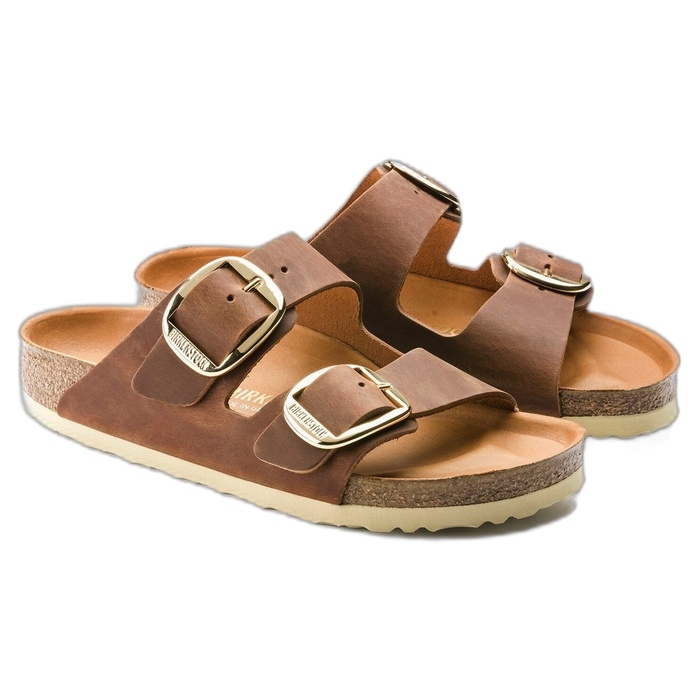 Δερμάτινα πέδιλα Birkenstock Big Buckle με μεγάλη αγκράφα σε κονιάκ χρώμα 1011073