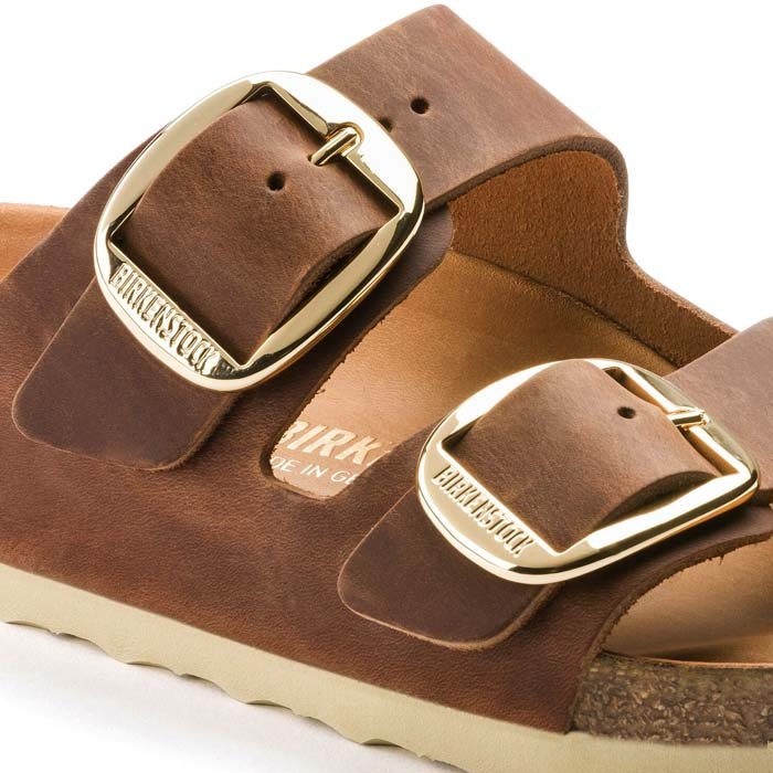 Δερμάτινα πέδιλα Birkenstock Big Buckle με μεγάλη αγκράφα σε κονιάκ χρώμα 1011073