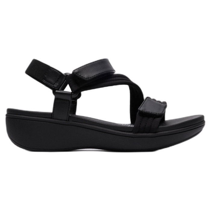 Clarks Μαύρο γυναικείο πέδιλο με βέλτρο και πλατφόρμα από κάτω 26186834