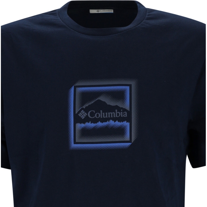 Ανδρικό μπλε T-shirt Columbia με logo μπροστά 2155031-464