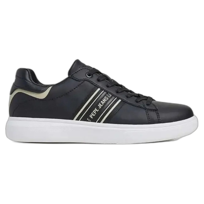 Pepe Jeans ανδρικά δερμάτινα sneakers σε μαύρο χρώμα